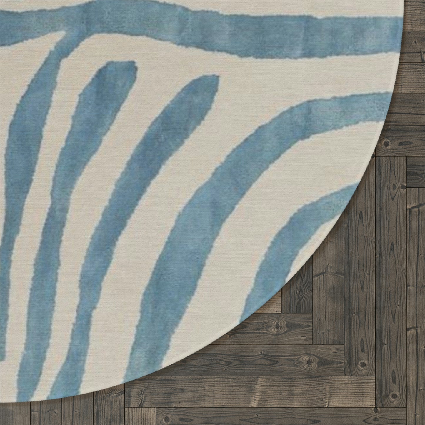 Round Zebra Blue Rug