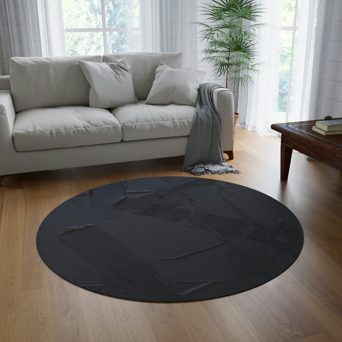 Round Black Rug
