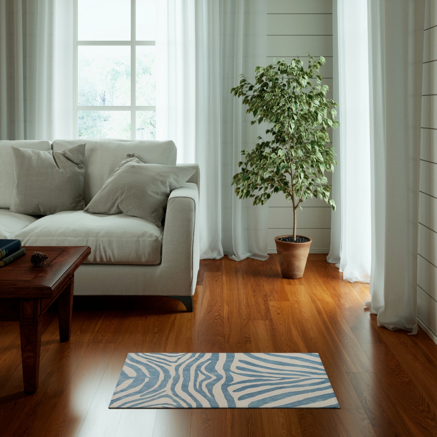 Light Blue Zebra Rug