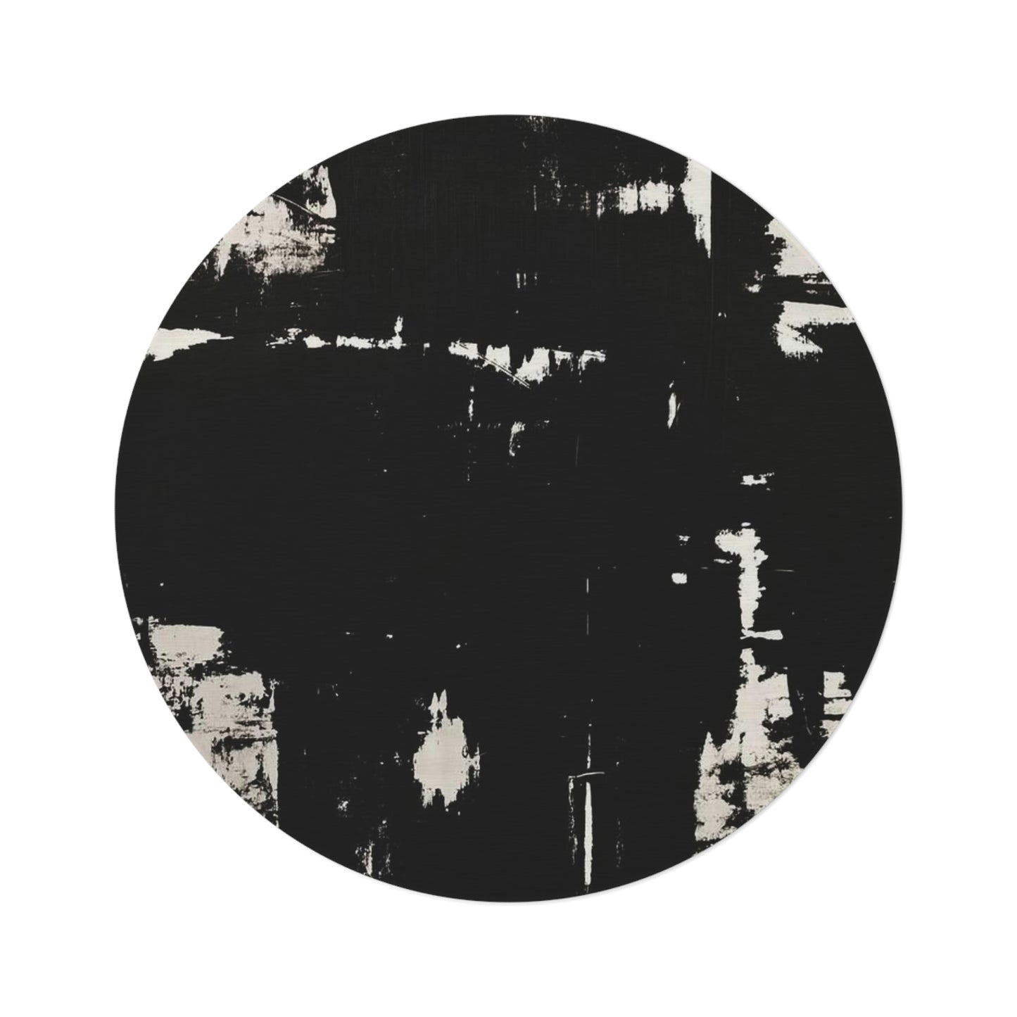 Splattered Black Round Rug