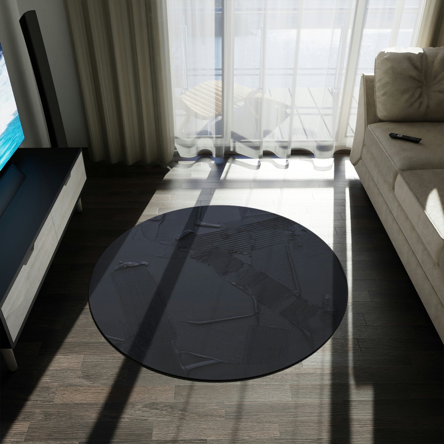 Round Black Rug