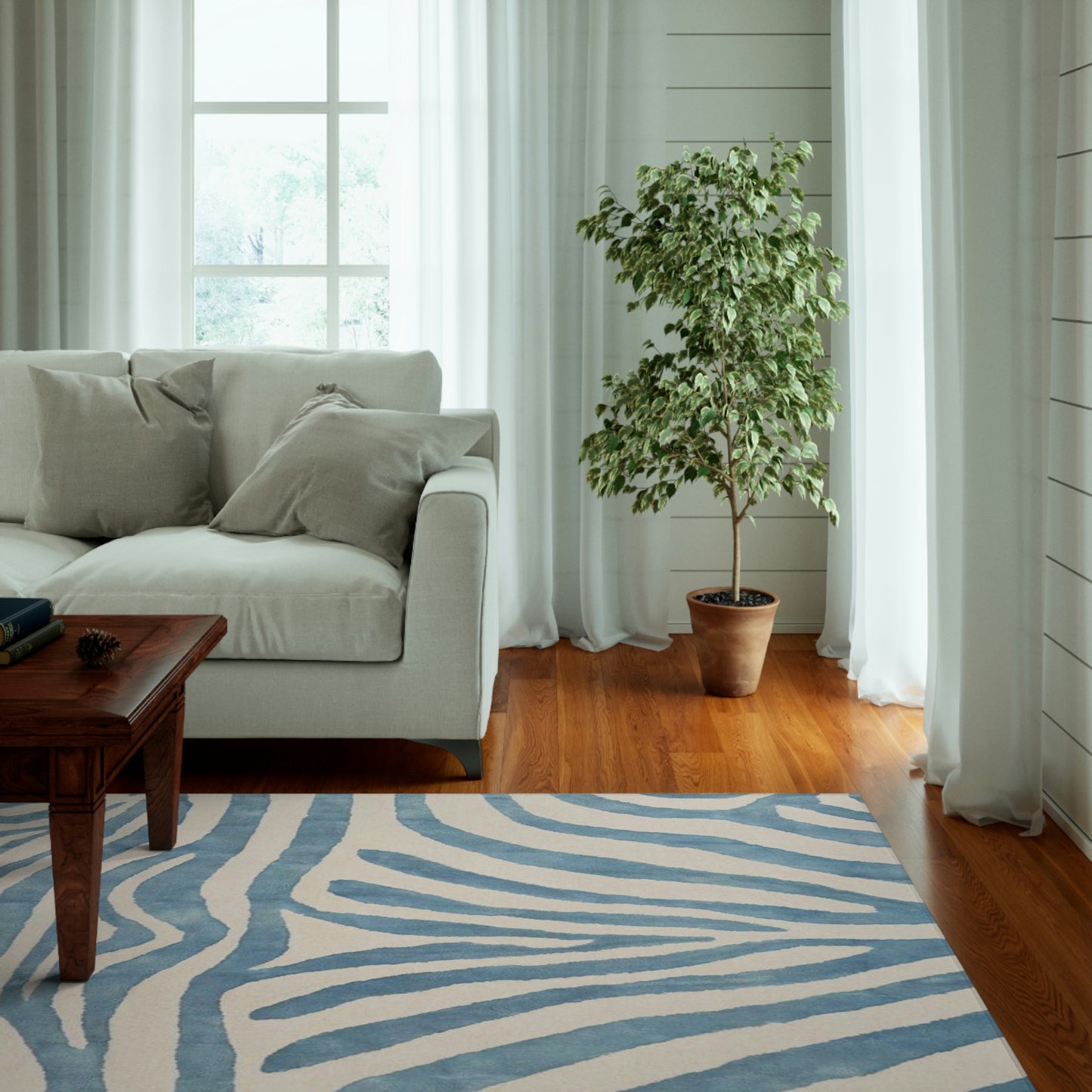 Light Blue Zebra Rug