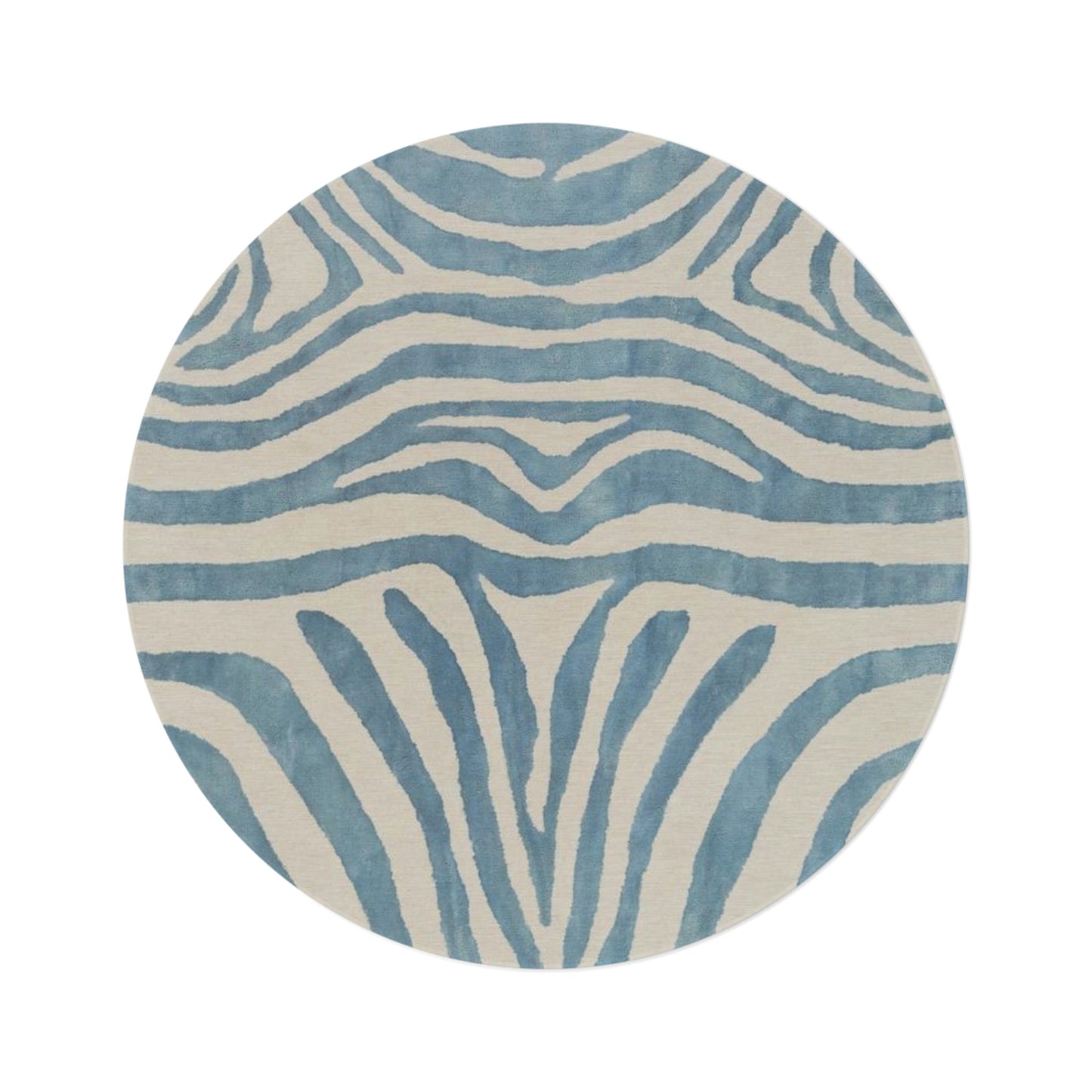 Round Zebra Blue Rug
