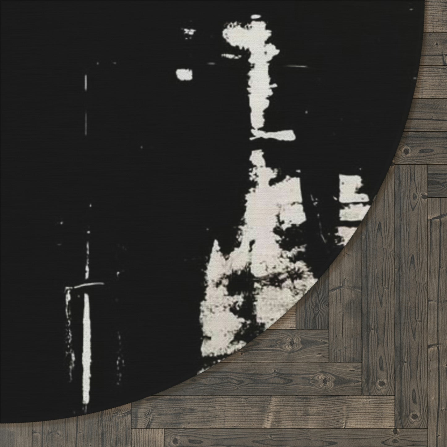 Splattered Black Round Rug
