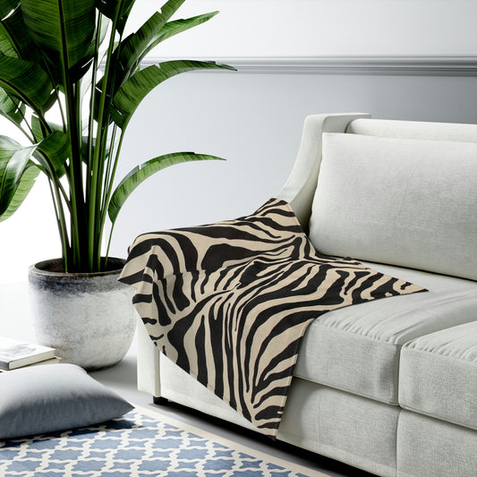 Velveteen Zebra Print Plush Blanket